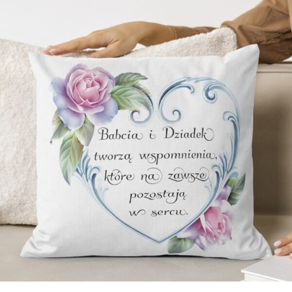 Poduszka serce z kwiatami na dla Babci i Dziadka