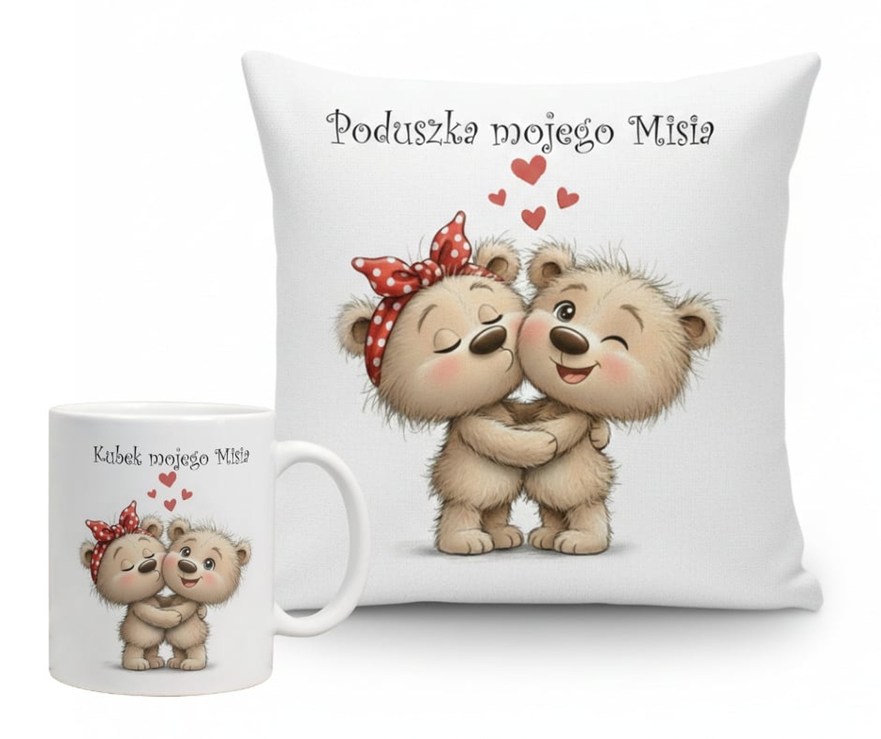 Poduszka i kubek na walentynki zestaw prezentowy walentynkowy dla Niego