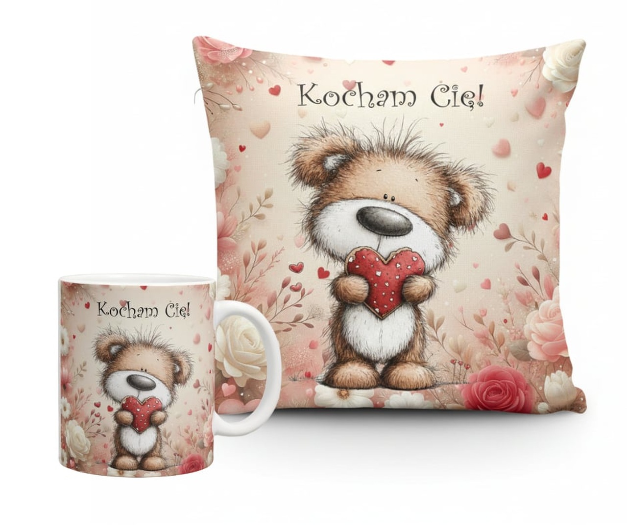 Poduszka i kubek na walentynki zestaw prezentowy walentynkowy