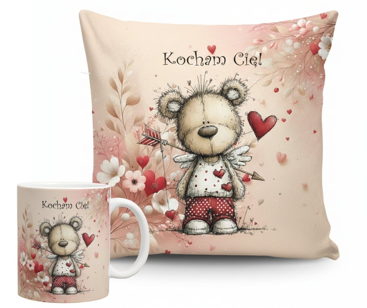 Poduszka i kubek na walentynki zestaw prezentowy walentynkowy